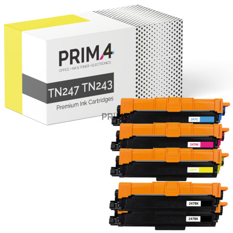 TN247 TN243 Multipack 5 Toner Compatible avec Imprimantes Brother DCP-L3550CDW MFC-L3770CDW MFC-L3750CDW MFC-L3730CDN HL-L3210CW HL-L3230CDW DCP-L3510CDW HL-L3270CDW MFC-L3710CW -3k Pages