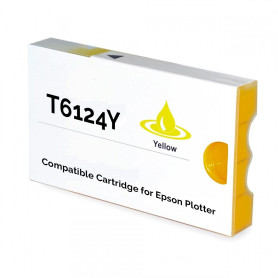 T6124 220ml Amarillo Cartucho de Tinta Compatible Con Plotter Epson Pro7400, 7450, 9400, 9450