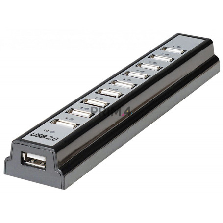 Multiport Hub Attivo USB 2.0 con 10 porte con Alimentatore Incluso