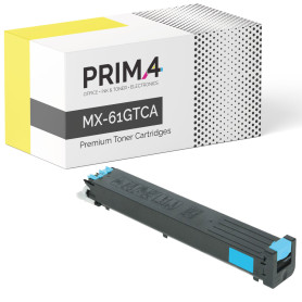 MX-61GTCA Cian Toner Compatible con impresoras Sharp MX-2630, 2651, 3050, 3551, 4071, 5050, 6070, 6071 -24k Paginas