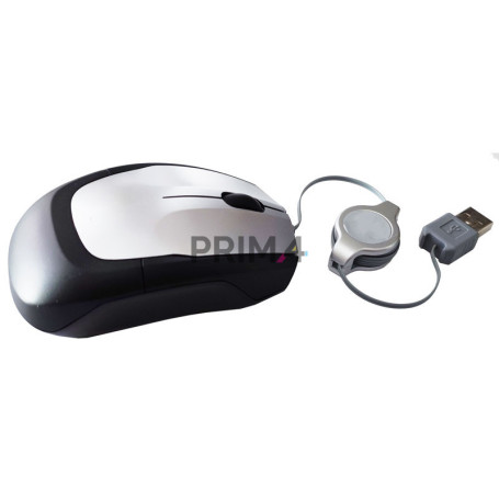 Mouse Ottico Ambidestro 800 DPi con Cavo Retrattile 3 Tasti Scroll USB2.0