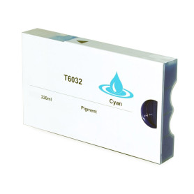 T6032 220ml Cyan Cartouche d'Encre Pigmentée Compatible Avec Plotter Epson Pro7800, 7880, 9800, 9880