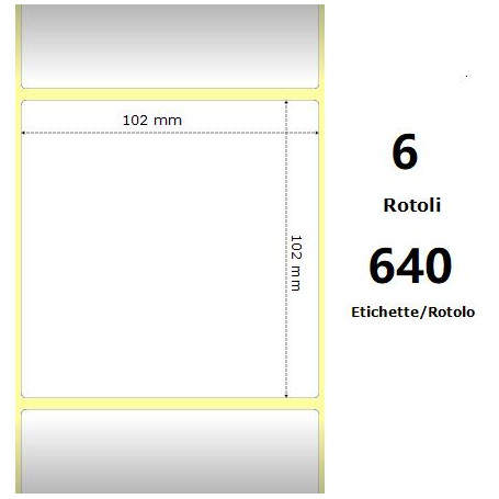 White 102x102mm, 640 Et/Rotolo Z-2000D 4x4x 1 Core, 6 Rolls