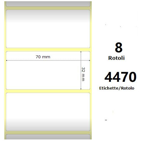White 70x32mm,4470 Et/Rotolo Z-1000D,2.8x1.3x3 Core,8 Rolls
