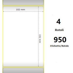 White 102x152mm,950 Et/Rotolo Z-1000D, 4x6x3 Core ,4 Rolls