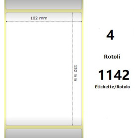 White 102x152mm,1142 Et/Rotolo Z-2000D, 4x6x3 Core, 4 Rolls