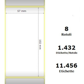 White 57x102mm, 1432 Et/Rotolo Z-2000D,2.2x4x3 Core, 8 Rolls