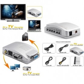 Convertitore Adattatore Video VGA To RCA / S-Video Per PC