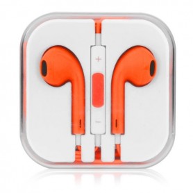 Auricolari ARANCIO con microfono per iPhone 4/5/6/7 e smartphone - controllo del volume