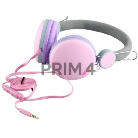 Cuffie con microfono e controllo volume - ideale per smartphone Rosa, Jack 3.5"