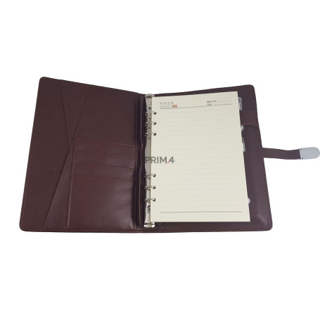 Agenda Organizer in Pelle Sintetico con PowerBank da 8000mAh Wireless Charge QI, USB Micro, USB Type C, 8GB PenDrive