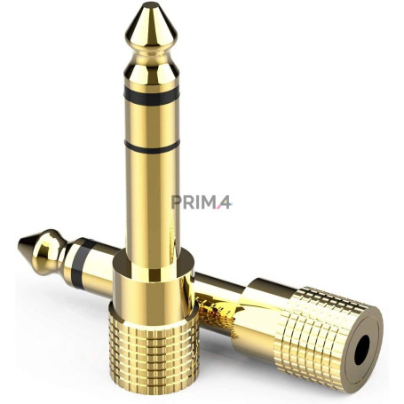 2x Adattatore Audio Stereo Jack 6.35mm M / 3.5mm F Placcato oro