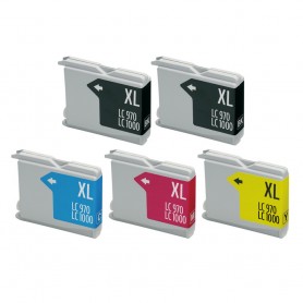 LC-1000 Kit 2Nero +Colori Cartucce Inkjet Compatibile per Stampanti Brother LC51, LC970, LC1000 Alta Capacità
