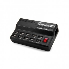 Caricatore Mutiplo da AC a 10 Porte USB (60W 12A / 10 Porte Output 0.5A - 3.5A) Caricatore Portatile, Adattatore EU