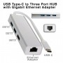 HUB USB Tipo C Ethernet 4in1 con 3 porte USB 3.0 Ethernet RJ45 GIGABIT 1000Mbps