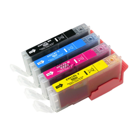 CLI551XL Multipack 4 Cartucce Inkjet con chip Compatibile per Stampanti Canon Pixma IP7250, MG5450, MG6350