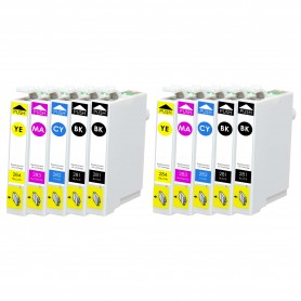 T128 Multipack 4xBlack+6xColors 10 Ink Cartridge Compatible with Printers Inkjet Epson S22, SX125, 420W, BX305FW