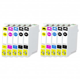 T128 Multipack 4xNegro+6xColores 10 Cartucho de tinta Compatible con impresoras Inkjet Epson S22, SX125, 420W, BX305FW