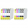 T128 Multipack 4xNegro+6xColores 10 Cartucho de tinta Compatible con impresoras Inkjet Epson S22, SX125, 420W, BX305FW