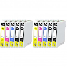 T163 16XL Multipack 10 Cartouches d'encre Compatible avec Imprimantes Inkjet Epson WF2010W, 2510WF, 2520NF, 2530WF