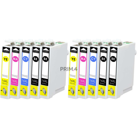 T163 16XL Multipack 10 Cartouches d'encre Compatible avec Imprimantes Inkjet Epson WF2010W, 2510WF, 2520NF, 2530WF