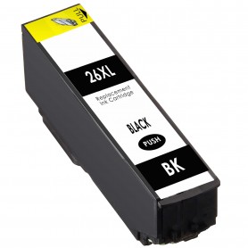 T2621 26XL Negro 15ml Cartucho de tinta Compatible con impresoras Inkjet Epson XP600, XP605, XP700, XP800