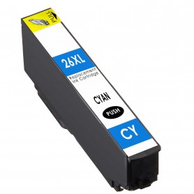 T2632 26XL Cian 10ml Cartucho de tinta Compatible con impresoras Inkjet Epson XP600, XP605, XP700, XP800
