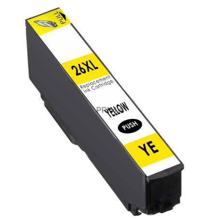 T2634 26XL Amarillo 10ml Cartucho de tinta Compatible con impresoras Inkjet Epson XP600, XP605, XP700, XP800