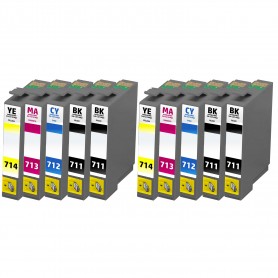 T071K Multipack 10 Cartucho de tintas Compatible con impresoras Inkjet Epson D78, D78, D92, DX 4000