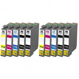 T071K Multipack 10 Ink Cartridges Compatible with Printers Inkjet Epson D78, D78, D92, DX 4000