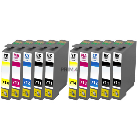 T071K Multipack 10 Cartucho de tintas Compatible con impresoras Inkjet Epson D78, D78, D92, DX 4000