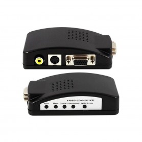 Convertitore Adattatore Video da AV S-Video RCA a VGA Video - Monitor con Caricatore USB 5W