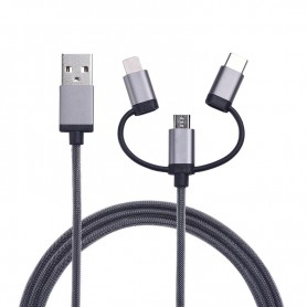Cavo USB 3in1 da USB2.0 M a Micro/Lightning MFI/TypeC
