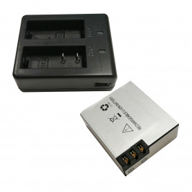 Carica Batteria per Action Camera Dual Charger +1 Batteria Inclusa: 3.7V 1050mAh 3.885Wh